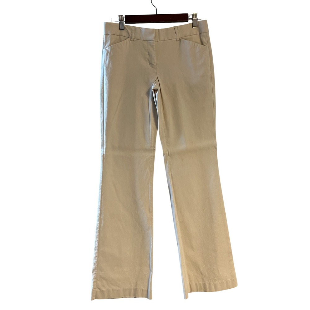 Express Design Studio Editor Pants Beige Khaki Bootcut Stretch Dress Slacks 4